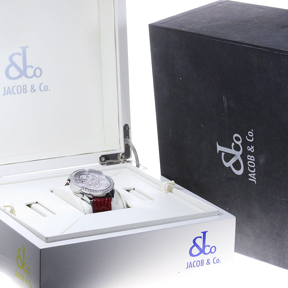 JACOB&CO 5 time zone skull Diamond Bezel Silver/Diamond Dial Quartz Men's Watch_830496