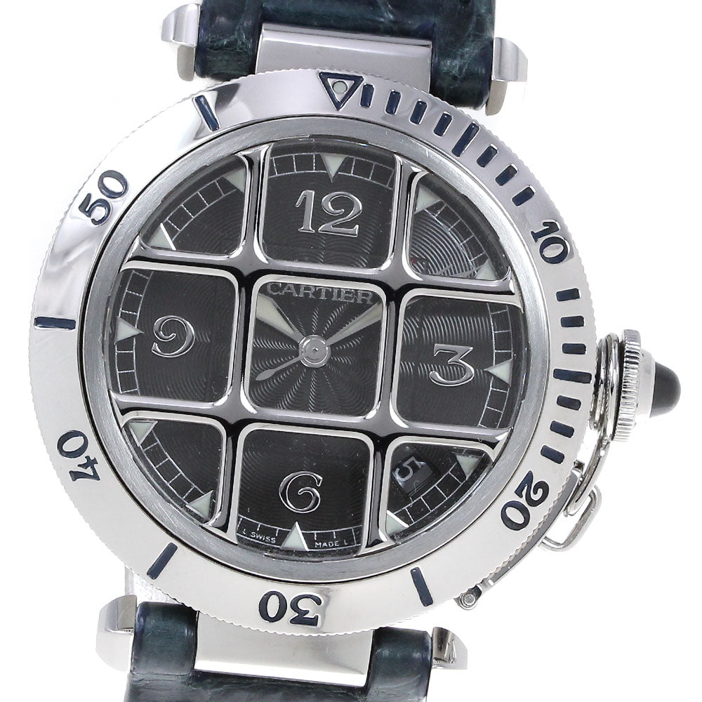 CARTIER Pashagrit 950 W3105255 PlatinumBezel black Dial Automatic Men's Watch_830587