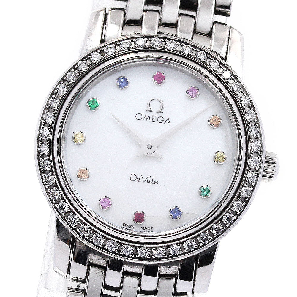 OMEGA De Ville 4577.77 Diamond Bezel White shell Dial Quartz Ladies Watch_830702