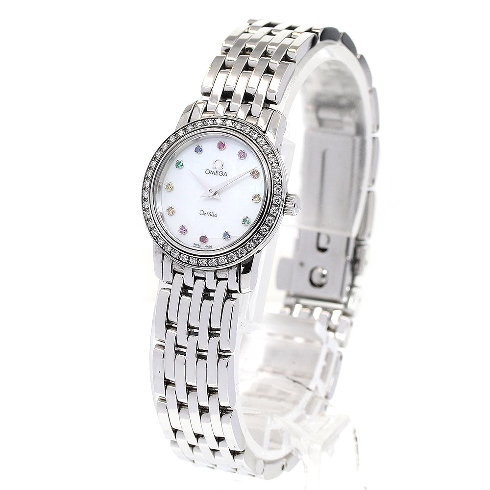 OMEGA De Ville 4577.77 Diamond Bezel White shell Dial Quartz Ladies Watch_830702