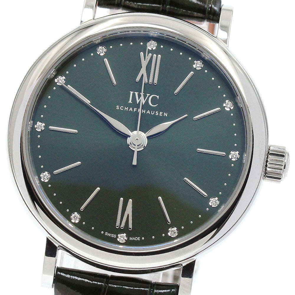 IWC SCHAFFHAUSEN Portofino Automatic 34 IW357405 12P diamond green Dial Automatic Ladies Watch_831027