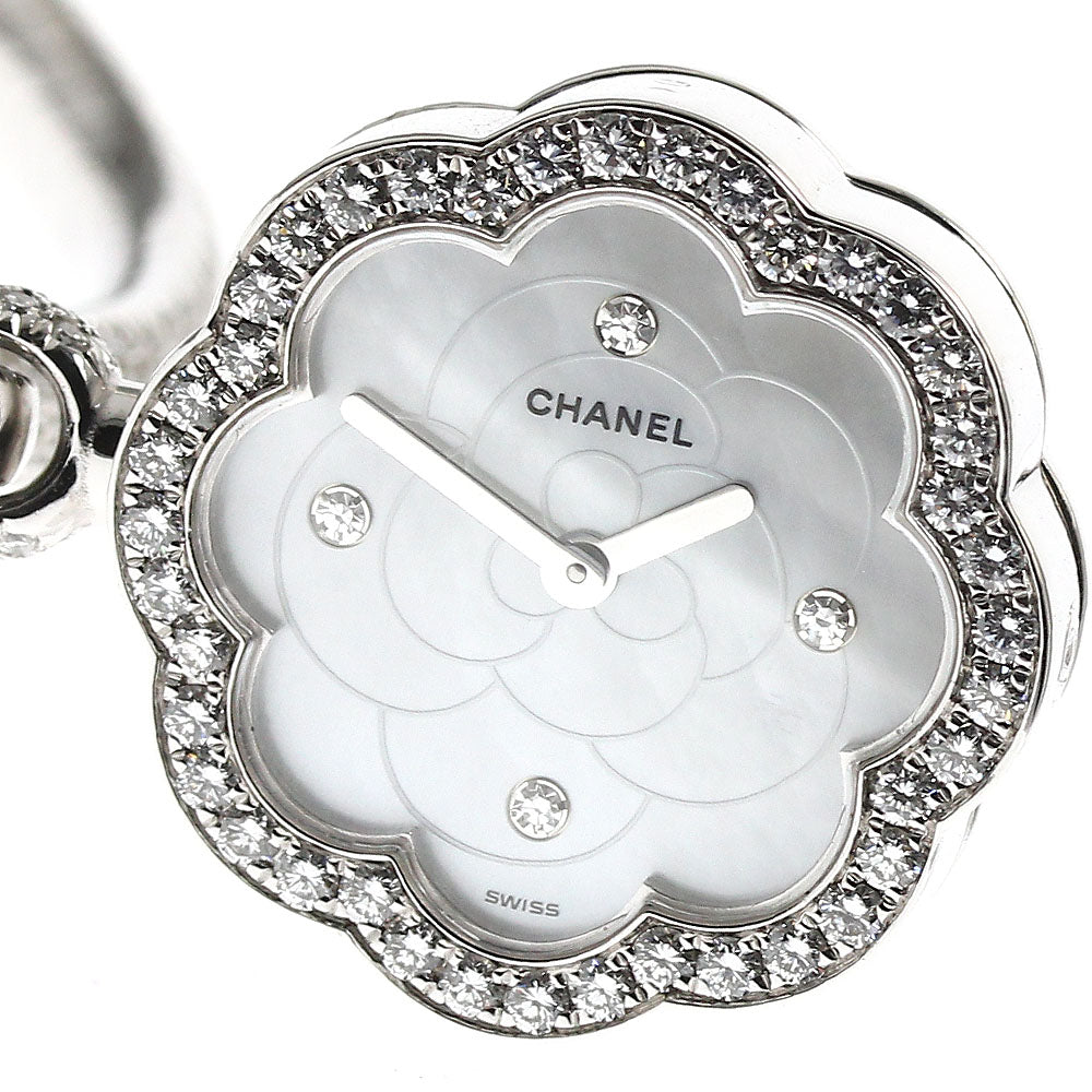CHANEL Camellia Charm J2411 K18WG Diamond White shell Dial Quartz Ladies Watch_831066