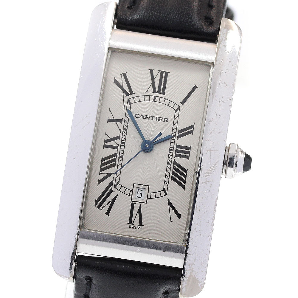 CARTIER Tank AmericanMM W2603656 K18WG Silver Dial Automatic Men's Watch_831158