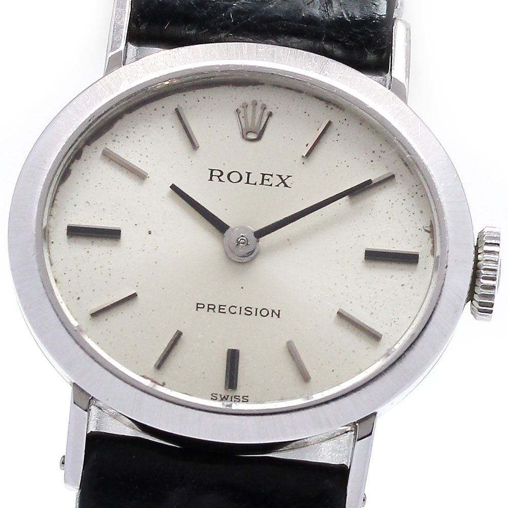 ROLEX Precision 2645 K18WG vintage cal.1400 Silver Dial Hand Winding Ladies Watch_831405