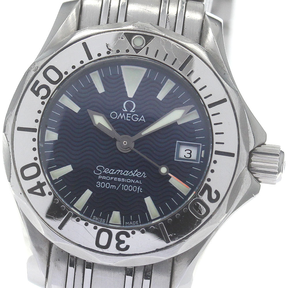 OMEGA Seamaster300 Jack Mayol 2584.80 Date Navy Dial Quartz Ladies Watch_831644