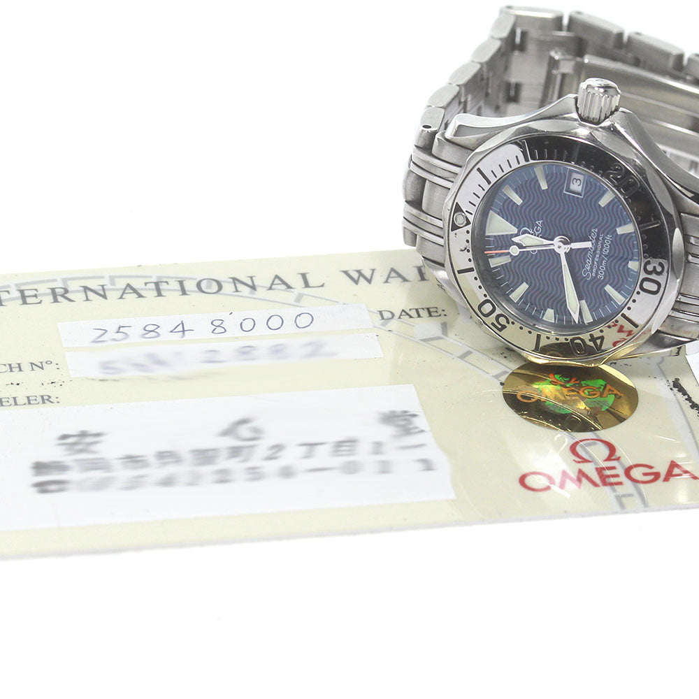 OMEGA Seamaster300 Jack Mayol 2584.80 Date Navy Dial Quartz Ladies Watch_831644