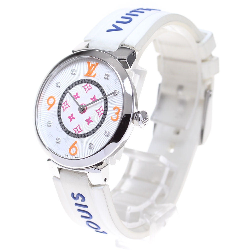 LOUIS VUITTON Tambour monogram QA147 fuchsia & orange Quartz Ladies_831831