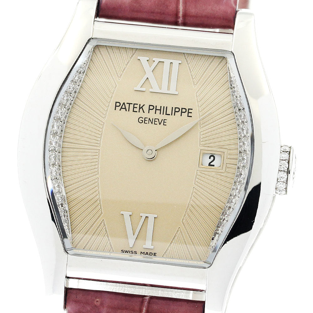 PATEK PHILIPPE Gondouro 4949G K18WG Diamond Date gold Dial Quartz Ladies Watch_832024