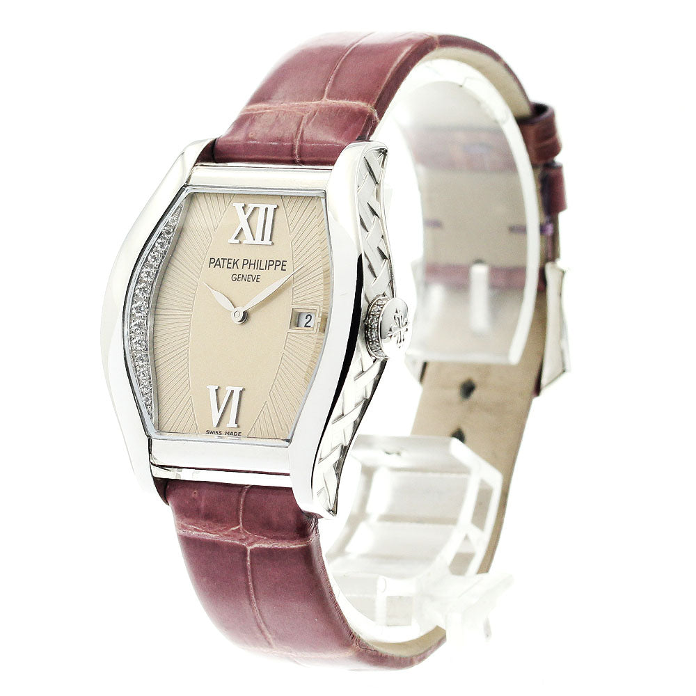 PATEK PHILIPPE Gondouro 4949G K18WG Diamond Date gold Dial Quartz Ladies Watch_832024