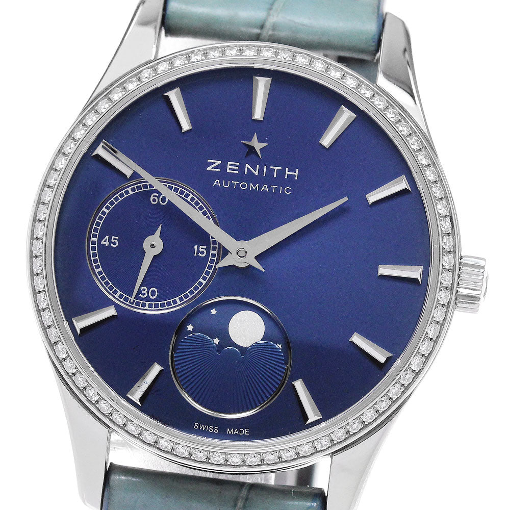 ZENITH Class Elite Ultra Thin 16.2310.692 moon phase diamond bezel Navy Dial Automatic Ladies Watch_832050