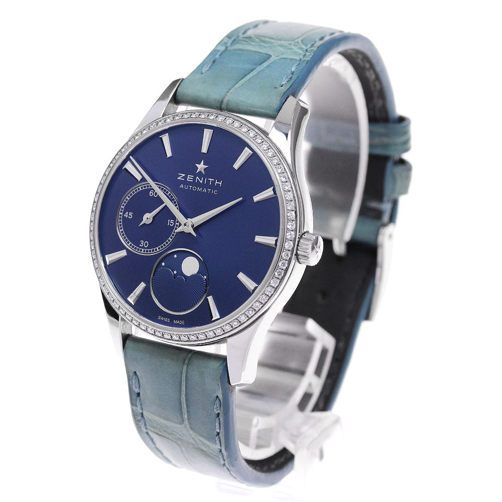 ZENITH Class Elite Ultra Thin 16.2310.692 moon phase diamond bezel Navy Dial Automatic Ladies Watch_832050