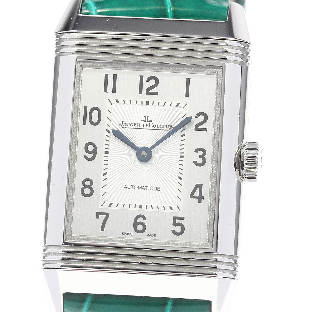 JAEGER-LECOULTRE Reverso Classic Medium Duet Q2578422 Diamond Bezel Silver / Black Dial Hand Winding Boy's Watch_832096