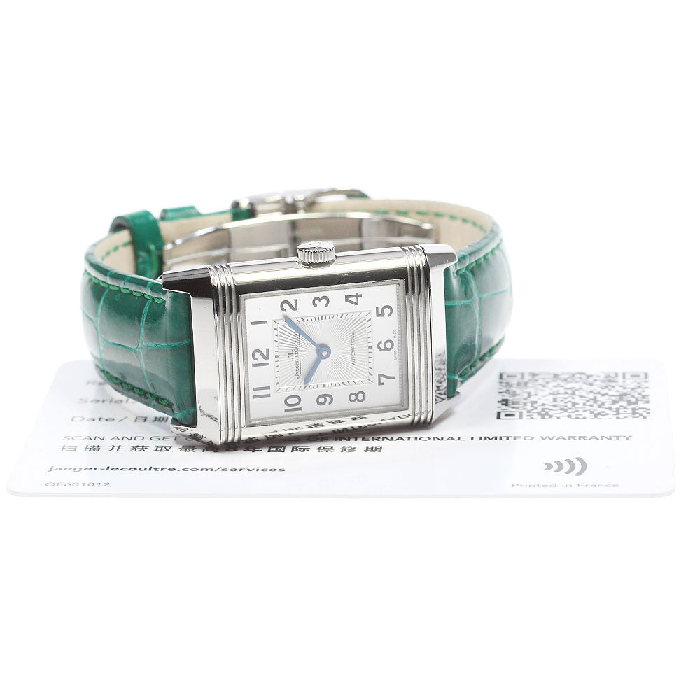 JAEGER-LECOULTRE Reverso Classic Medium Duet Q2578422 Diamond Bezel Silver / Black Dial Hand Winding Boy's Watch_832096