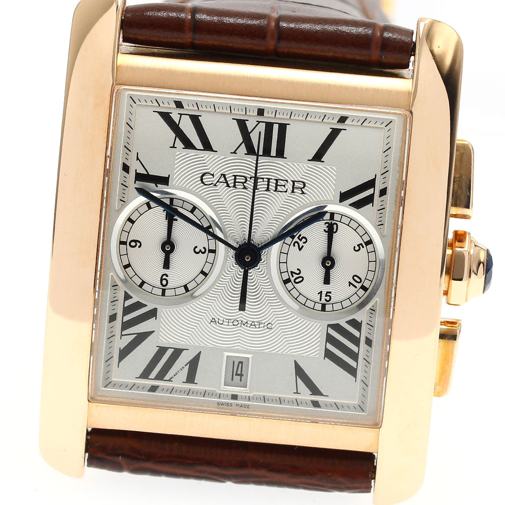 CARTIER Tank MC Chronograph W5330005 18K Pink Gold Silver Dial Automatic Men's Watch_832236