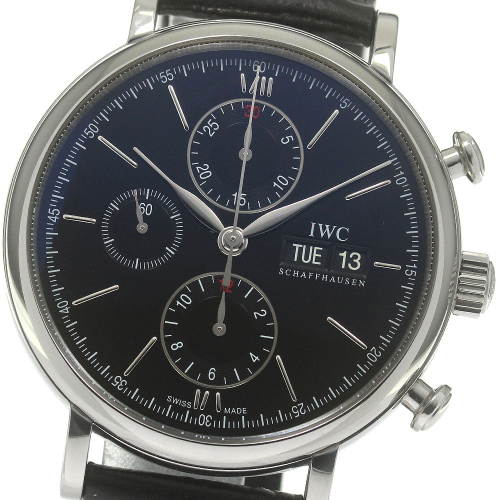 IWC SCHAFFHAUSEN Portofino IW391002 Chronograph day date black Dial Automatic Men's Watch_832286