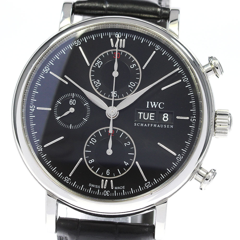 IWC SCHAFFHAUSEN Portofino IW391002 Chronograph day date black Dial Automatic Men's Watch_832295