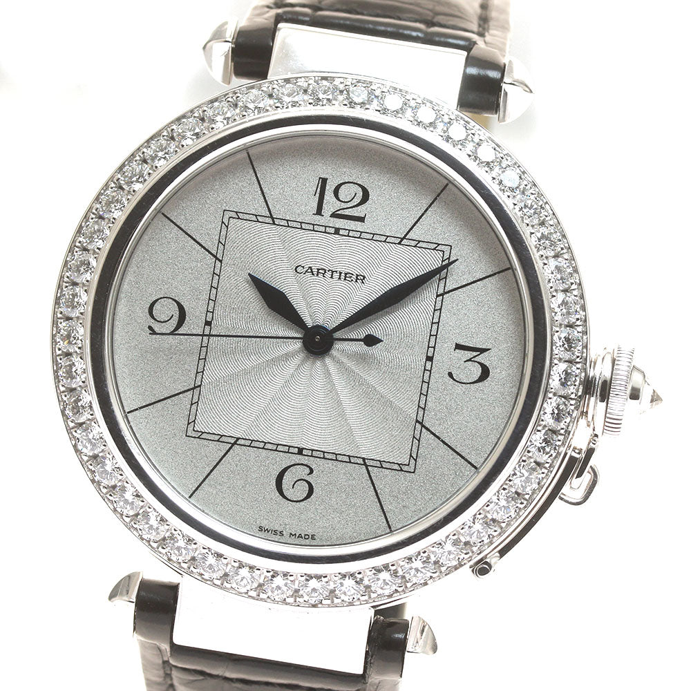 CARTIER Pasha 1.7 " WJ120251 K18WG diamond bezel Silver Dial Automatic Men's Watch_832334