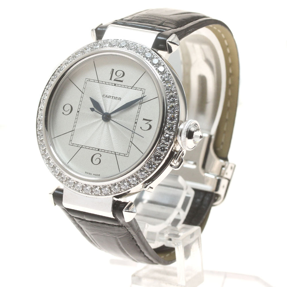 CARTIER Pasha 1.7 " WJ120251 K18WG diamond bezel Silver Dial Automatic Men's Watch_832334