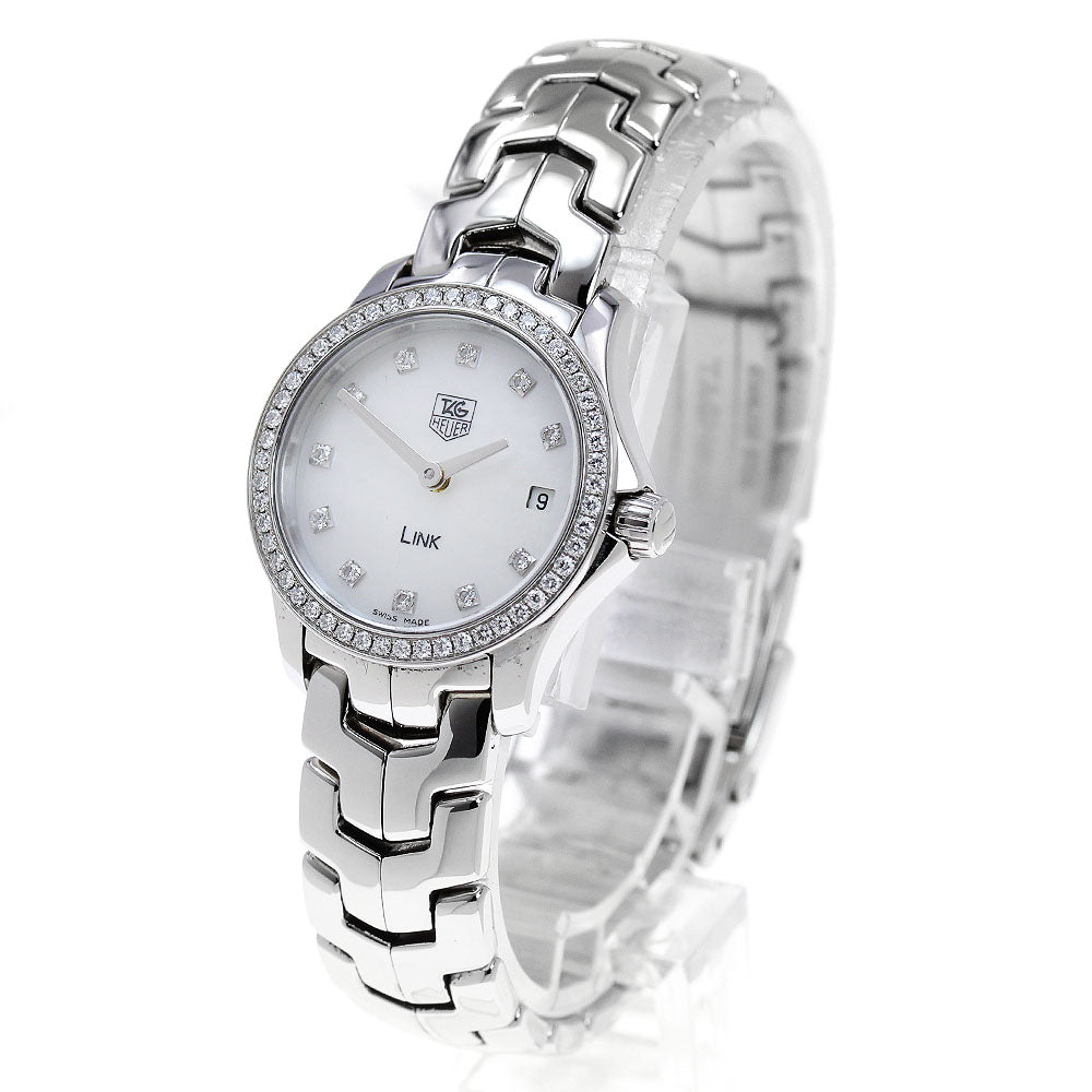 TAG HEUER mini link WJF1417 Diamond bezel 11P White shell Dial Quartz Ladies Watch_832434