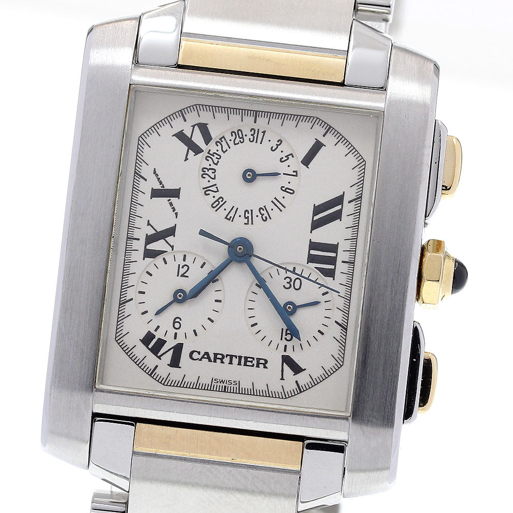 CARTIER Tank Française XL Chrono Reflex W51004Q4 Silver Dial Quartz Men's Watch_832457