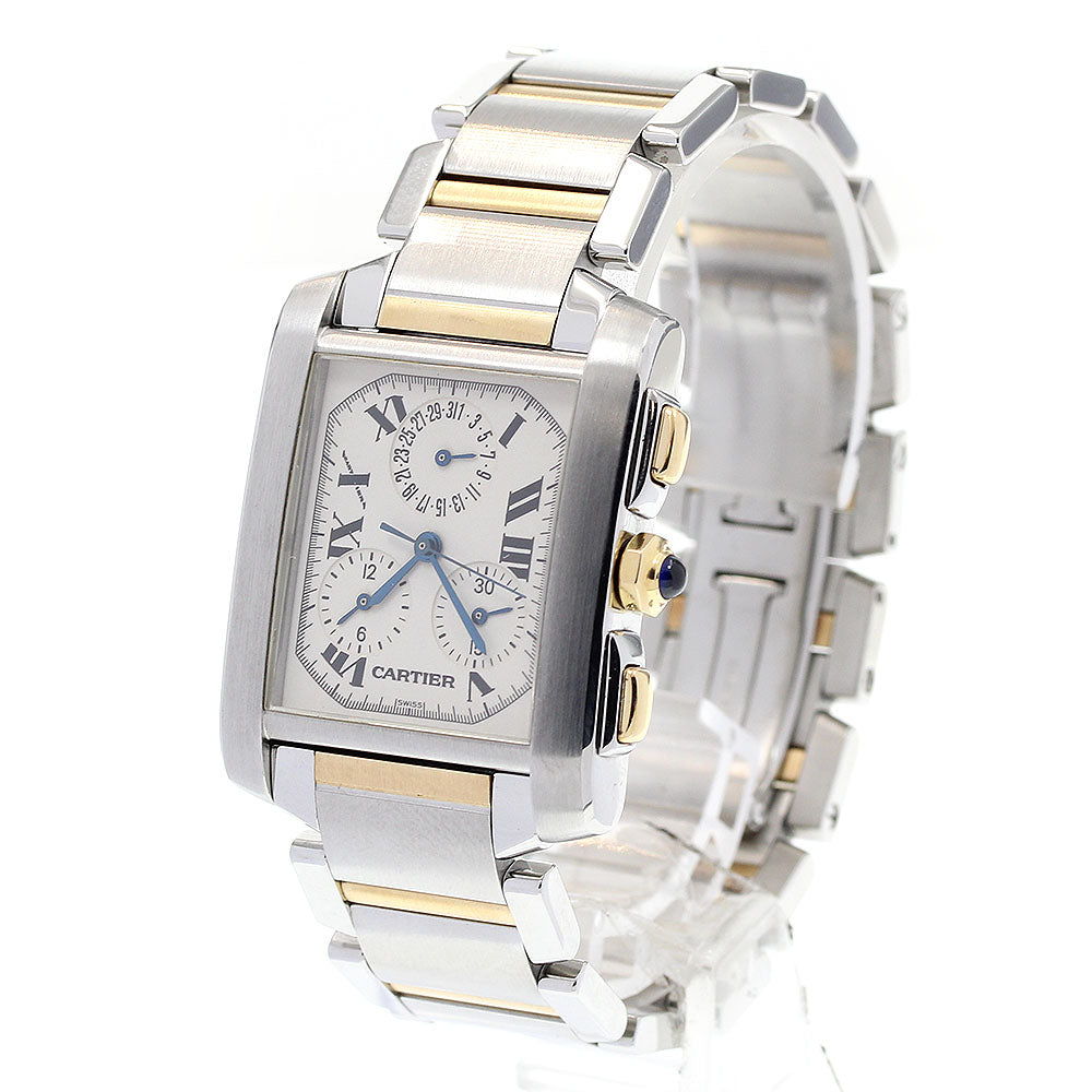 CARTIER Tank Française XL Chrono Reflex W51004Q4 Silver Dial Quartz Men's Watch_832457