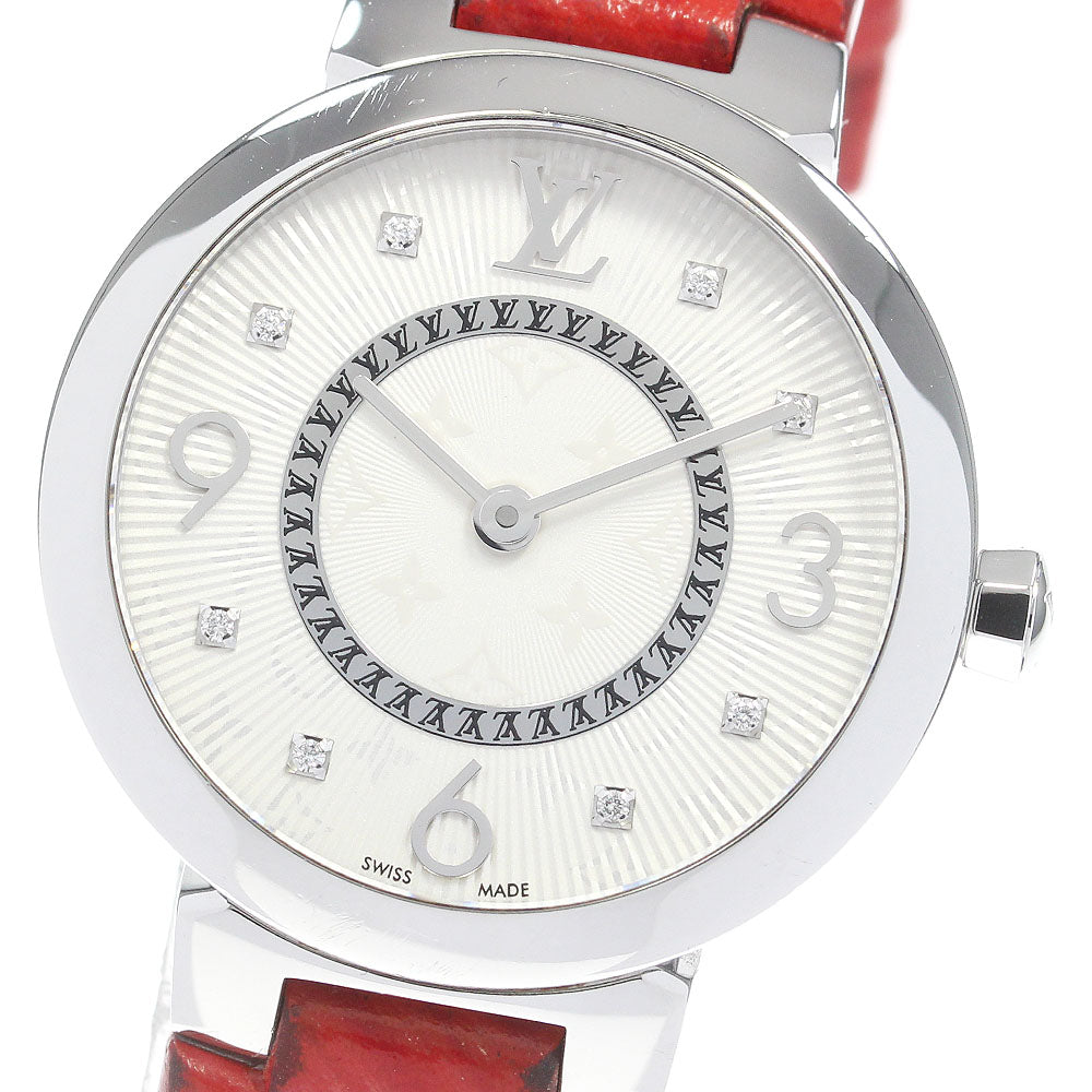LOUIS VUITTON Tambour slim Q12MG 8P diamond Silver Dial Quartz Ladies _833187