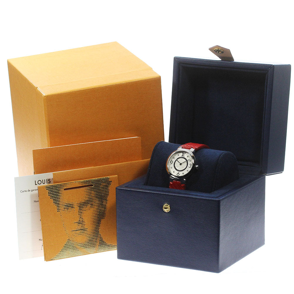 LOUIS VUITTON Tambour slim Q12MG 8P diamond Silver Dial Quartz Ladies _833187