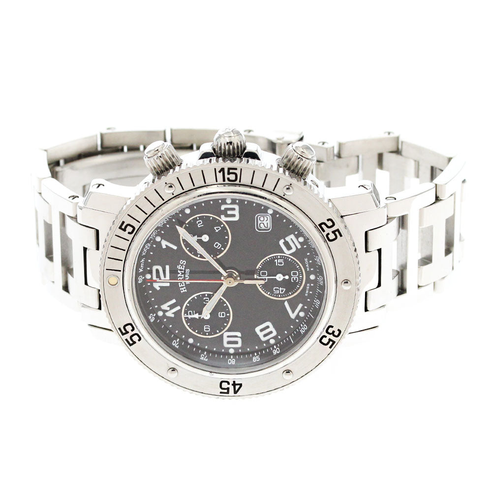 HERMES Clipper diver CL2.910 Chronograph Black Dial Quartz Men's Watch_833487