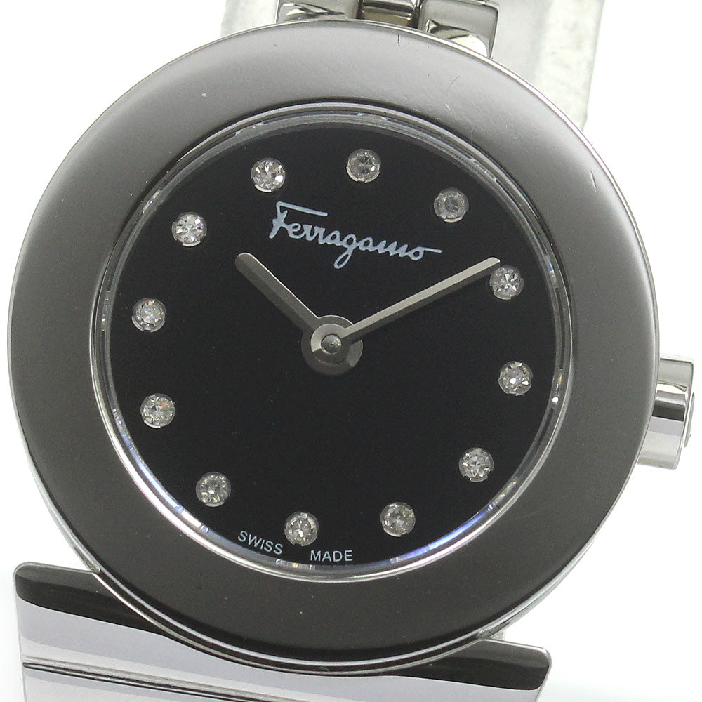 Salvatore Ferragamo Gancini 12P diamond black Dial Quartz Ladies Watch_833527