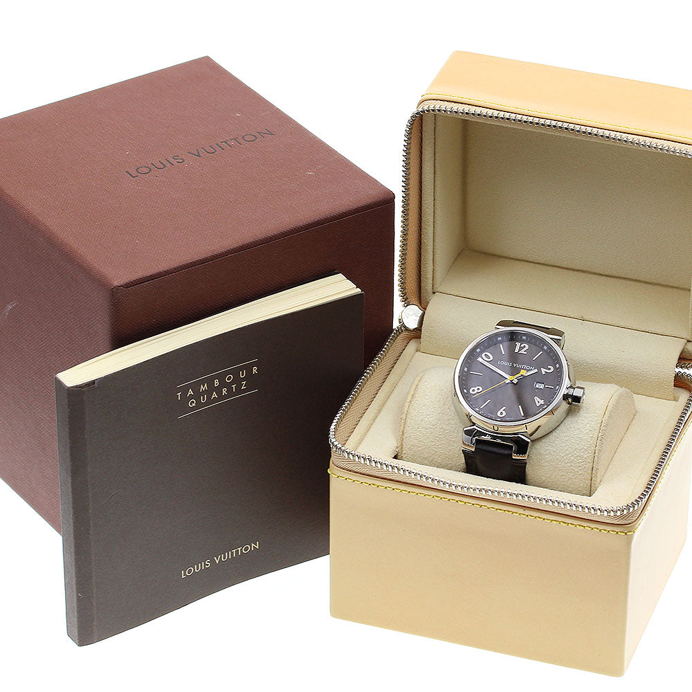 LOUIS VUITTON Tambour Q1111 Date Brown Dial Quartz Men's Watch_833624