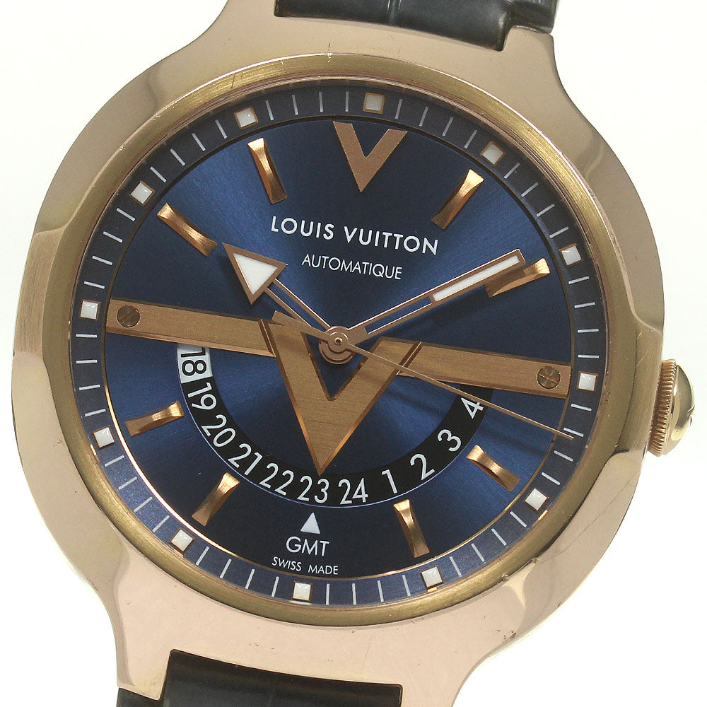LOUIS VUITTON Voyager Q7E30 K18PG GMT Navy Dial Automatic Men's Watch_833751