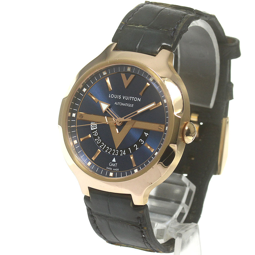 LOUIS VUITTON Voyager Q7E30 K18PG GMT Navy Dial Automatic Men's Watch_833751