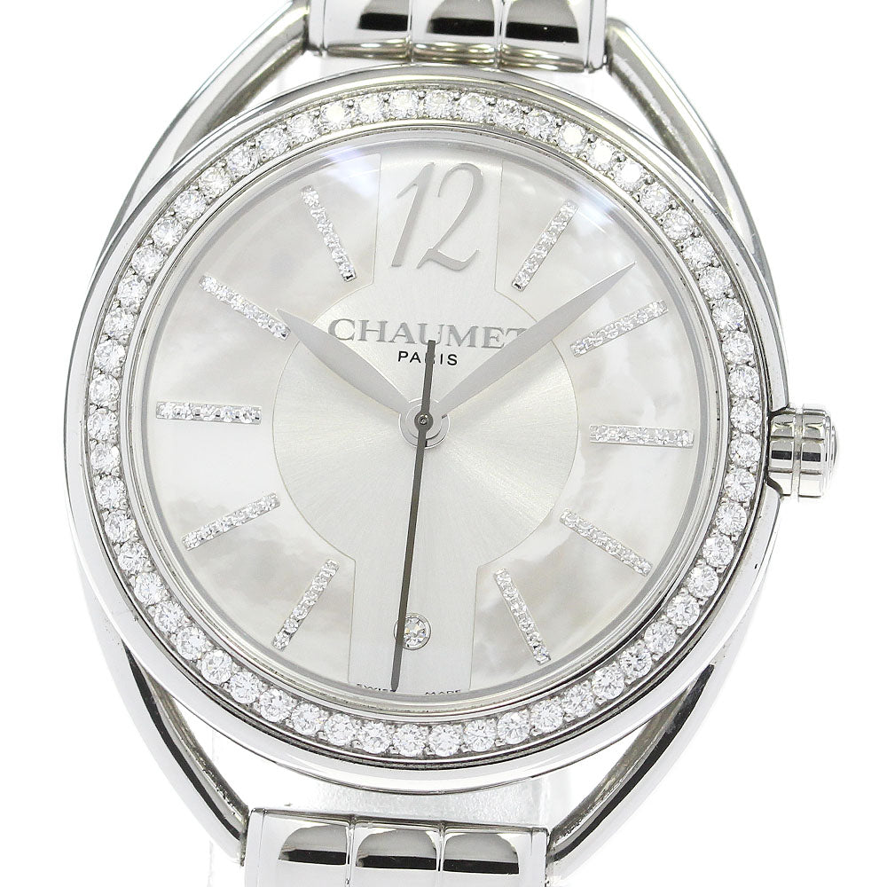 Chaumet Lian W23612-21A Index/Bezel Diamond White shell / Silver Dial Quartz Ladies Watch_833764