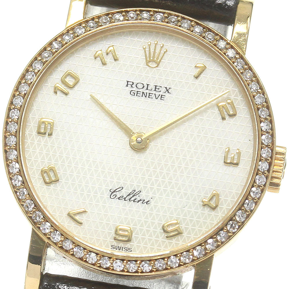 ROLEX Cellini 5113 K18YG Diamond Bezel cal.1602 Hand Winding Ladies Watch_833958