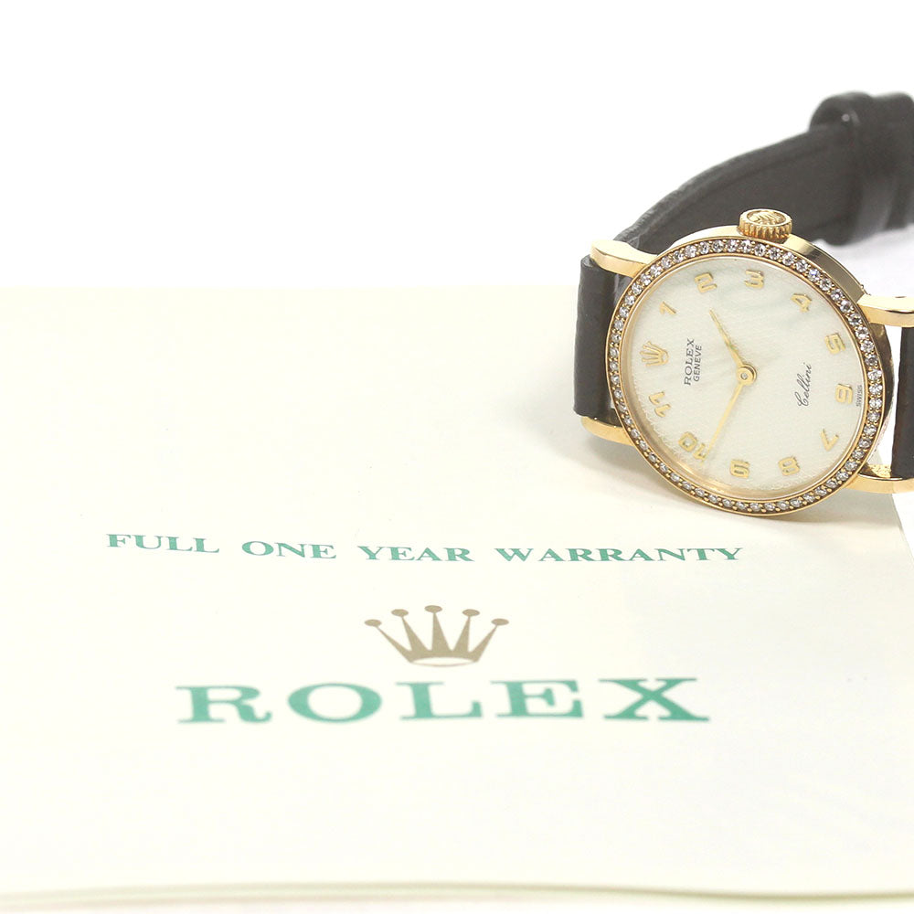 ROLEX Cellini 5113 K18YG Diamond Bezel cal.1602 Hand Winding Ladies Watch_833958