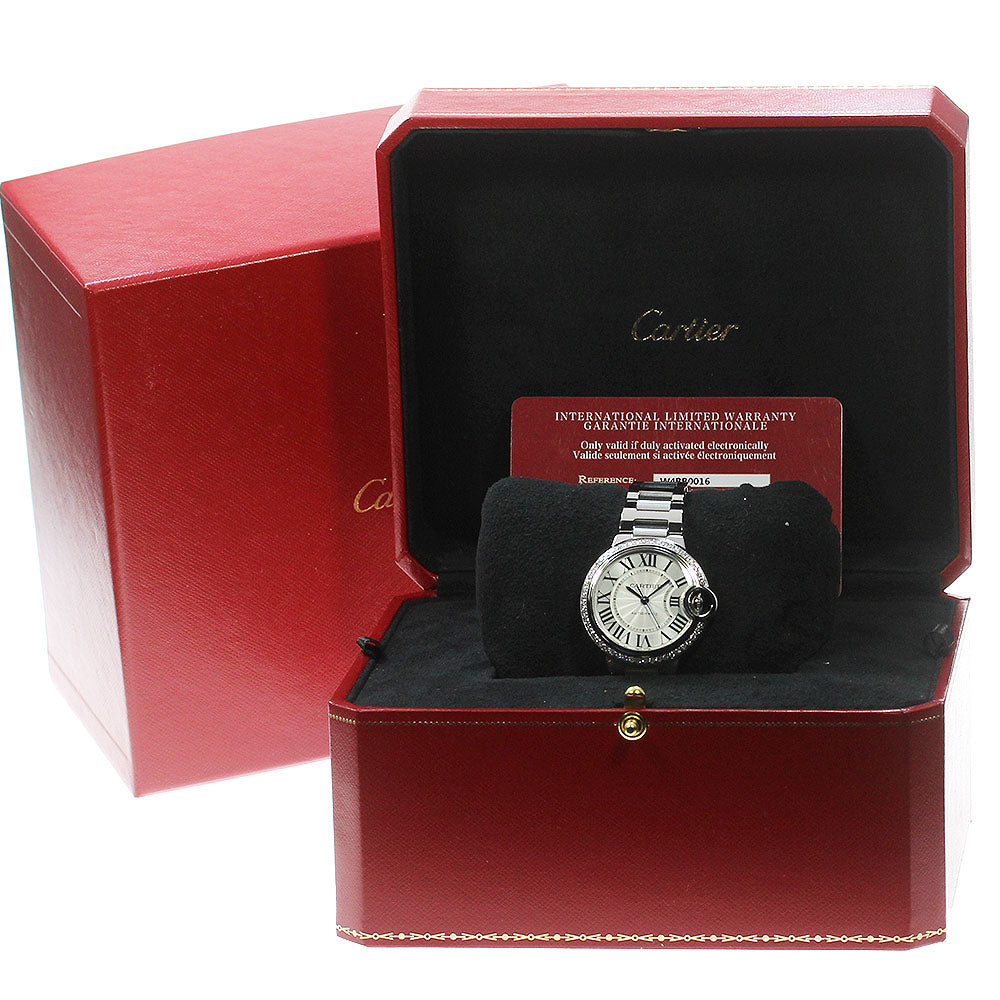 CARTIER Ballon bleu MM W4BB0016 Diamond bezel Silver Dial Automatic Boy's_834071