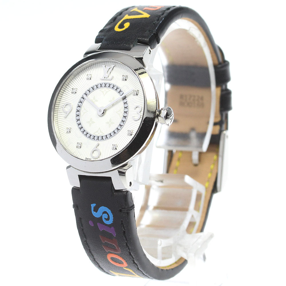 LOUIS VUITTON Tambour slim Q12MG 8P diamond Silver Dial Quartz Ladies_834092