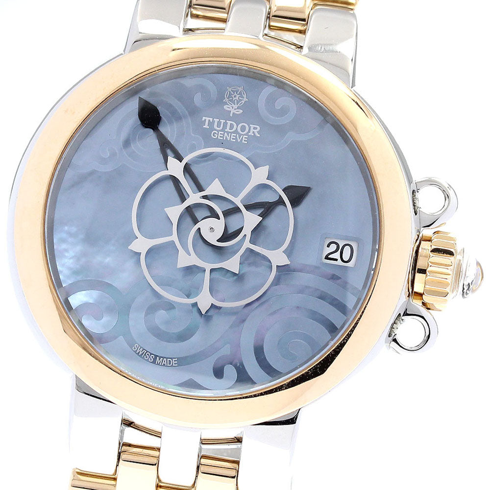 TUDOR CLAIR DE ROSE 35701 Date Blue shell Dial Automatic Ladies Watch_834462