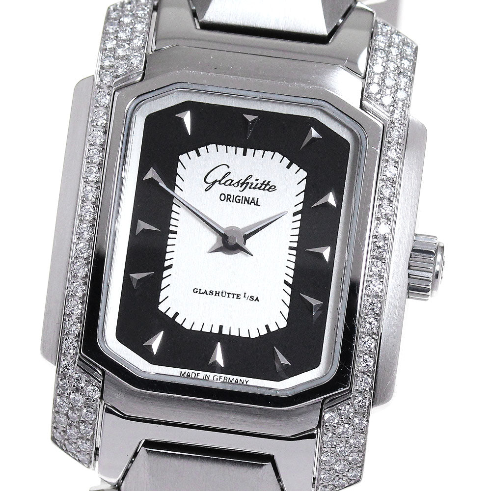 GLASHUTTE ORIGINAL Senator Carre Diamond Bezel Silver Dial Hand Winding_834466