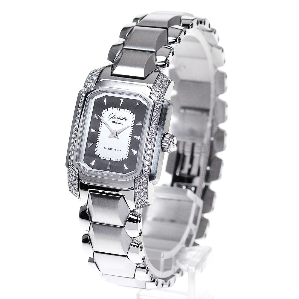 GLASHUTTE ORIGINAL Senator Carre Diamond Bezel Silver Dial Hand Winding_834466