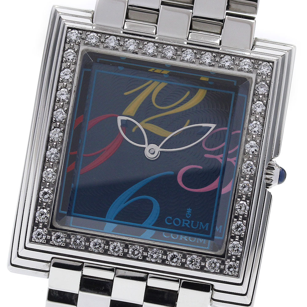 CORUM pyramid 138.341.47 Diamond Bezel black Dial Quartz Ladies Watch_834474