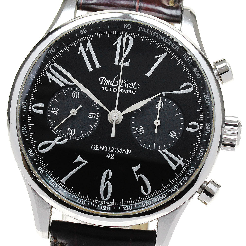 PaulPicot Gentleman 42 4109 Chronograph Black Dial Automatic Men's Watch_834486