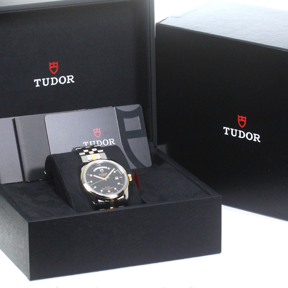 TUDOR Glamor Date Day 56003 10P diamond Black Dial Automatic Men's Watch_834496