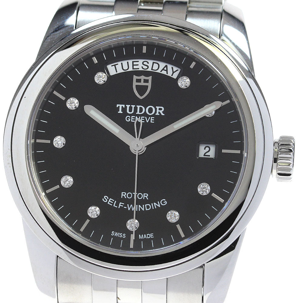 TUDOR Glamor Date Day 56000 10P Diamond black Dial Automatic Men's Watch_834498