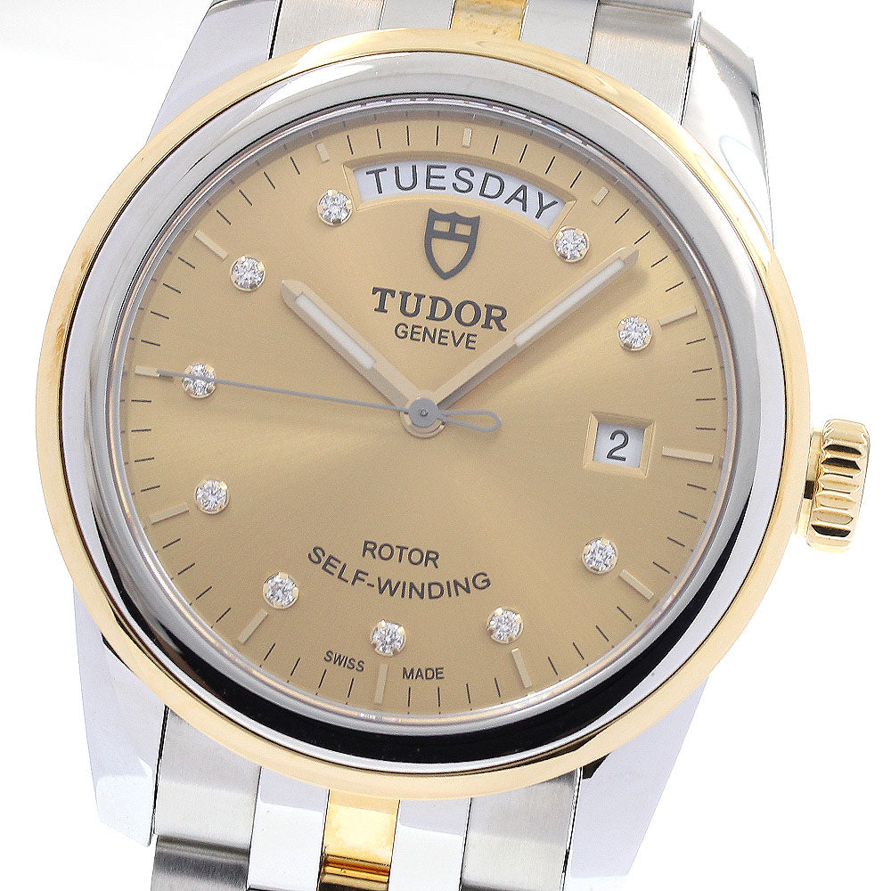 TUDOR Glamor Date Day 56003 10P diamond Gold Dial Automatic Men's Watch_834501