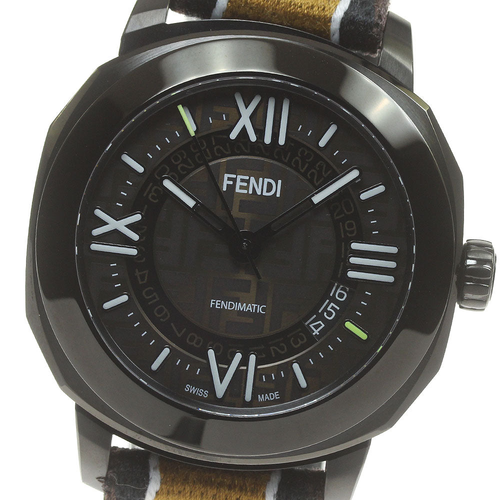 FENDI Celeria 82000L Date Zucca pattern Brown Dial Automatic Men's Watch_834503