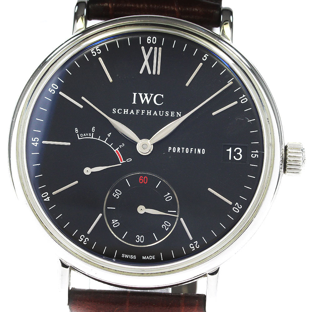 IWC SCHAFFHAUSEN Portofino Handwind 8 Days IW510102 Date power reserve black Dial Hand Winding Men's Watch_834530