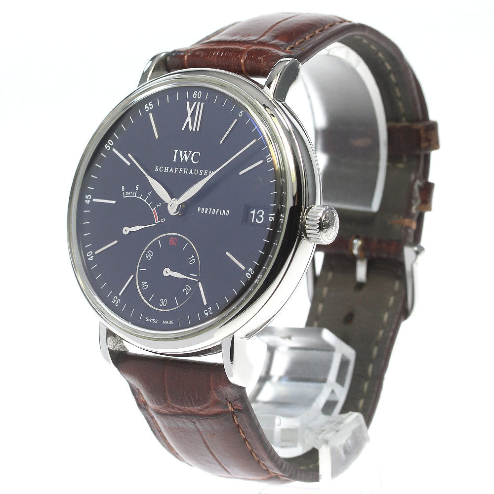 IWC SCHAFFHAUSEN Portofino Handwind 8 Days IW510102 Date power reserve black Dial Hand Winding Men's Watch_834530