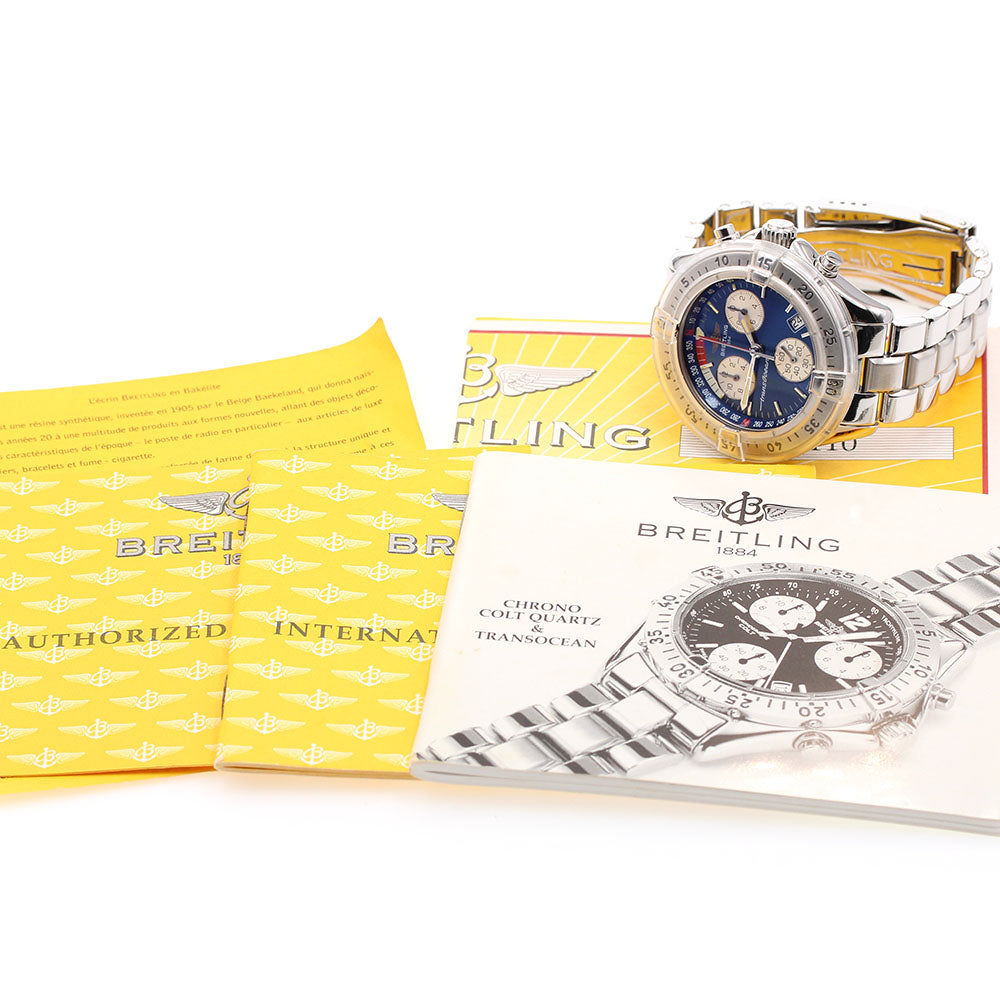 BREITLING Transocean A53340 Chronograph Blue Dial Quartz Men's Watch_834618