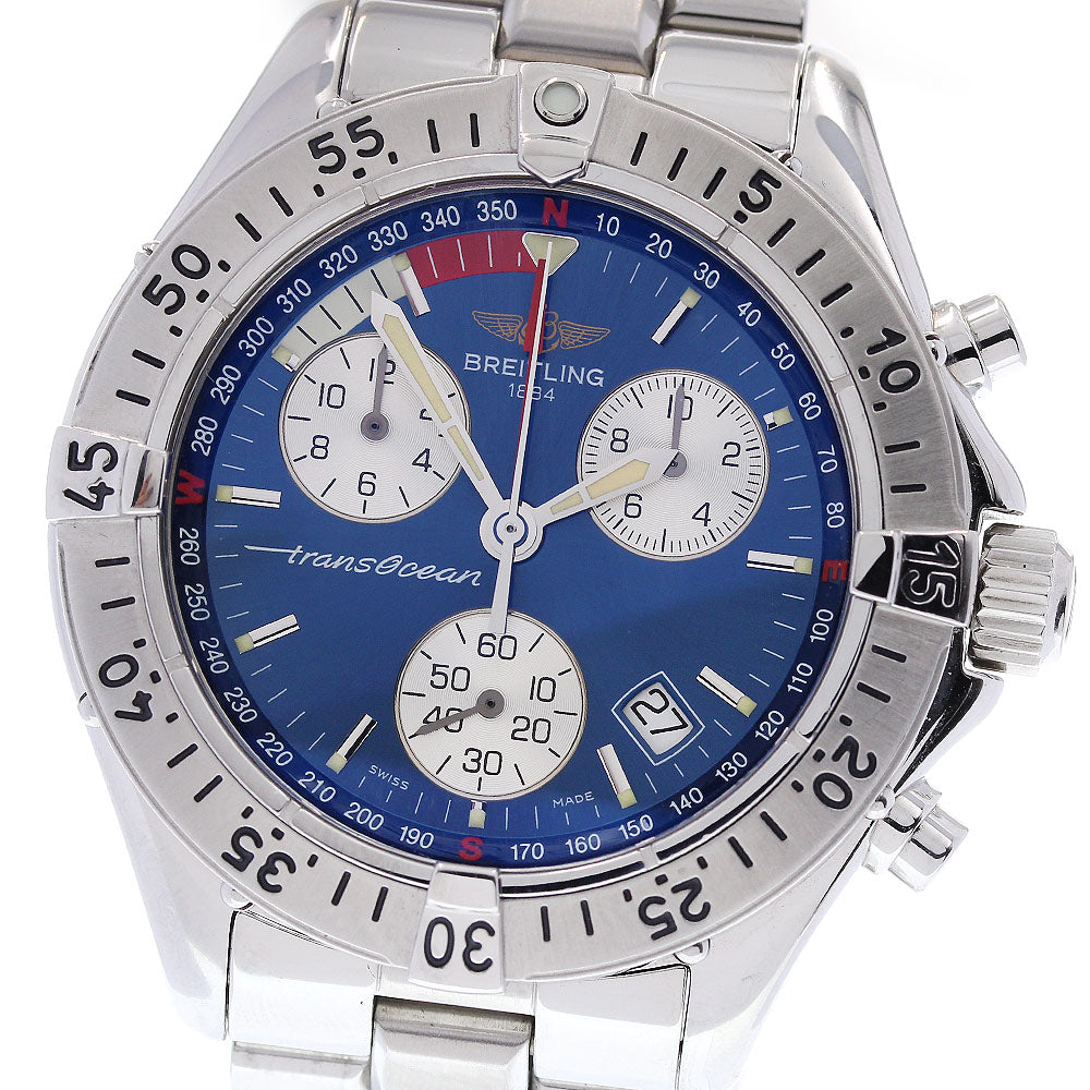 BREITLING Transocean A53340 Chronograph Blue Dial Quartz Men's Watch_834618